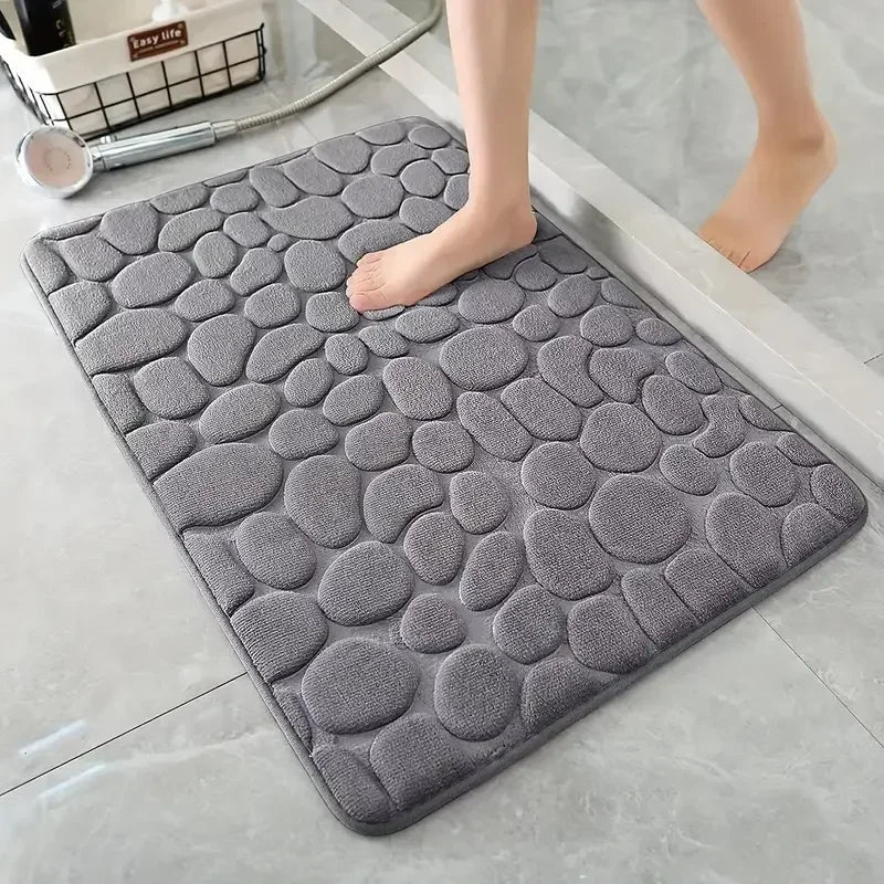 Alfombrilla de baño antideslizante 3D, tapetes de baño con relieve de adoquines, alfombrilla absorbente para puerta, alfombras de piso, lavable a máquina de secado rápido