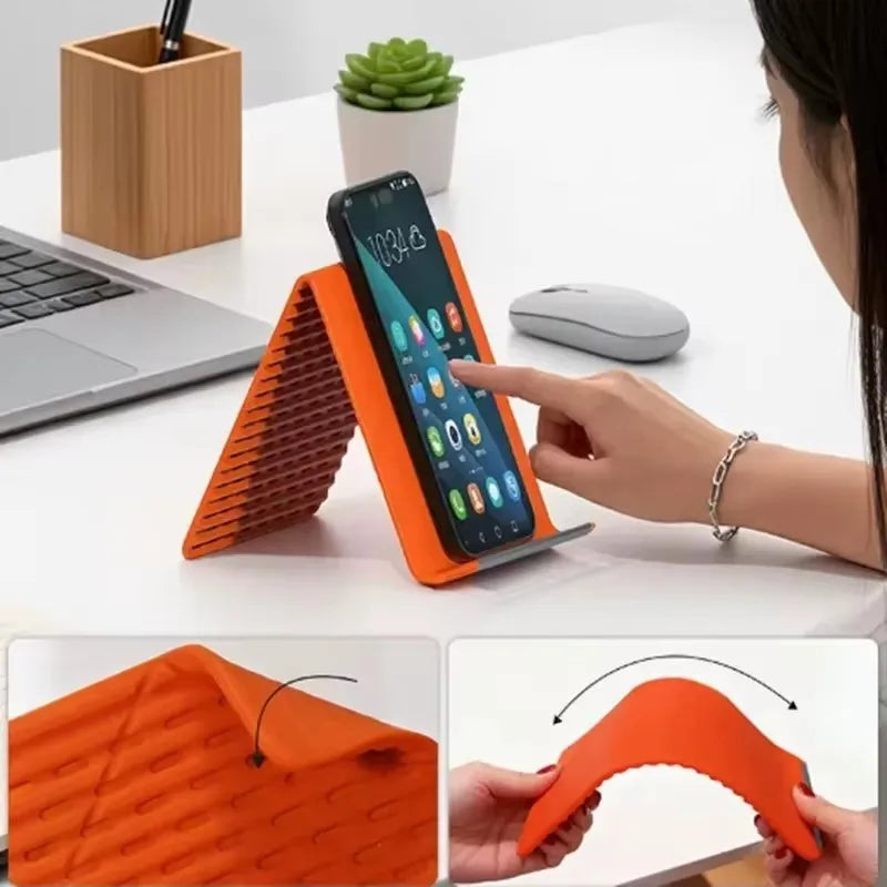 Flexible Foldable Silicone Device Stand – Adjustable Multi-Angle Holder for Phones, Tablets & Laptops