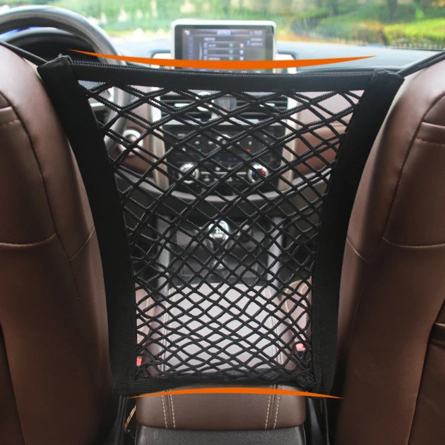 Dog Car Barrier Mesh Guard – Adjustable Backseat Pet Safety Net with Storage Bag for Vehicle Travel