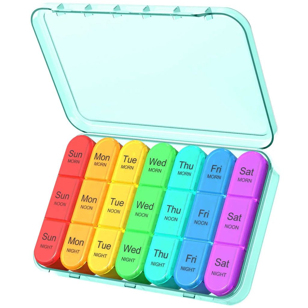 Pastillero organizador 3 tomas al día - Pastillero semanal grande de 7 días para medicamentos con compartimentos individuales para viaje