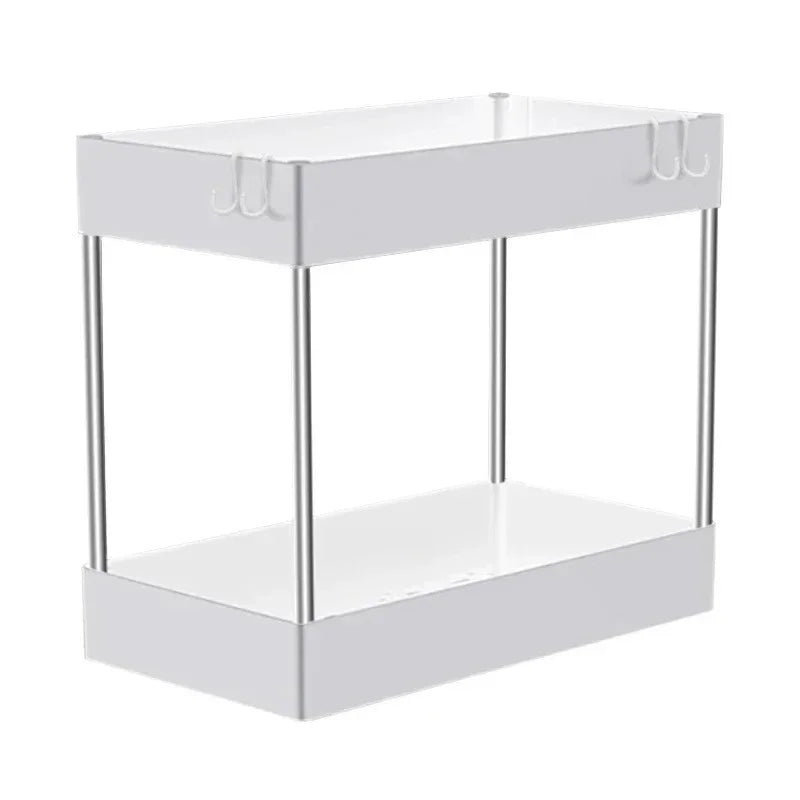 Organizador de almacenamiento para debajo del fregadero de 1/2 pieza, estante multiusos de 2 niveles con cajones para debajo del fregadero, organizador para baño y cocina