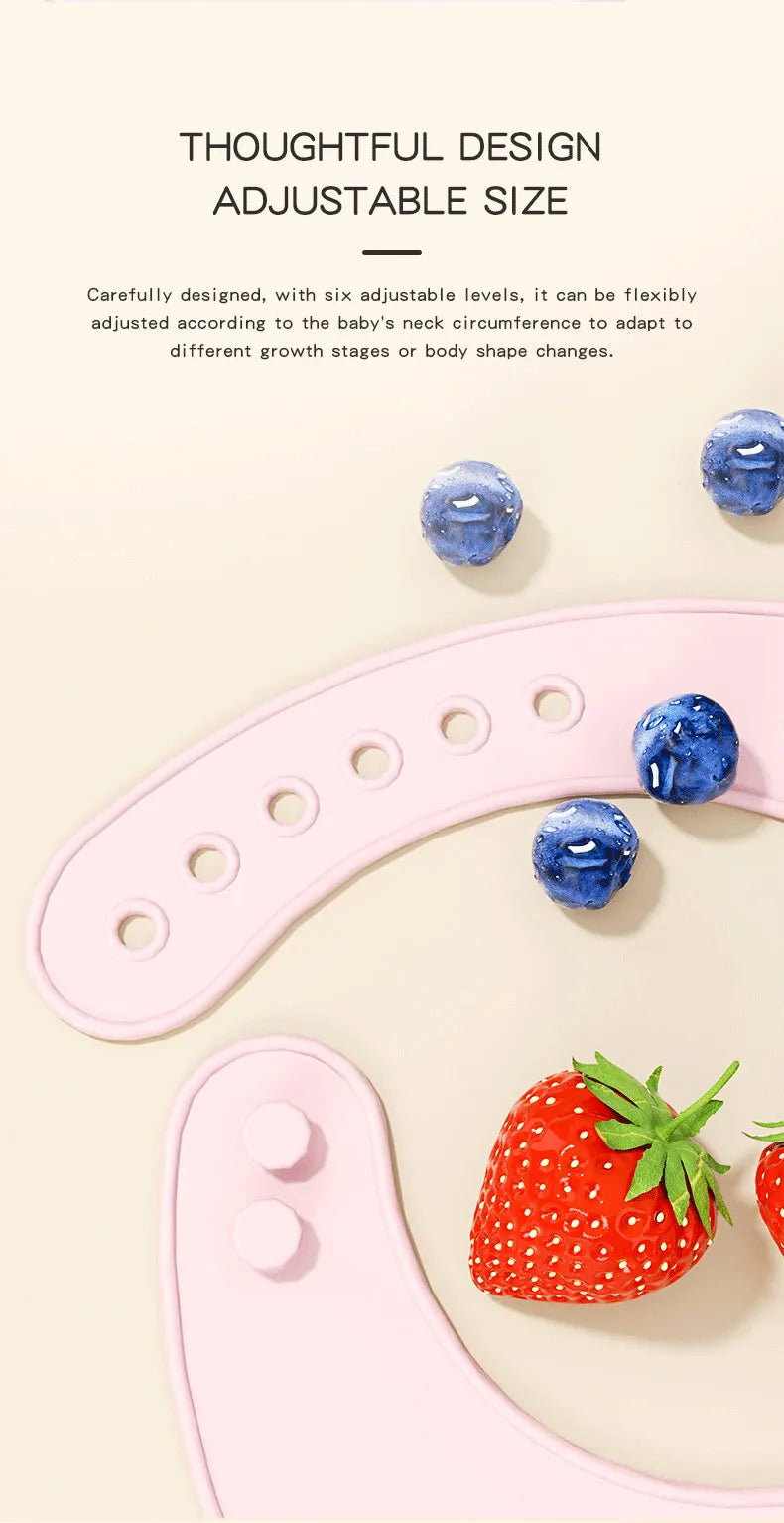 Baberos de silicona para niños y niñas para bebés y niños pequeños, babero de alimentación suave impermeable ajustable con recolector de alimentos grande, sin BPA
