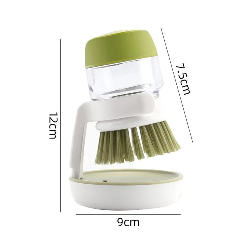 Soap Dispensing Dish Brush with Replaceable Head & Storage Stand