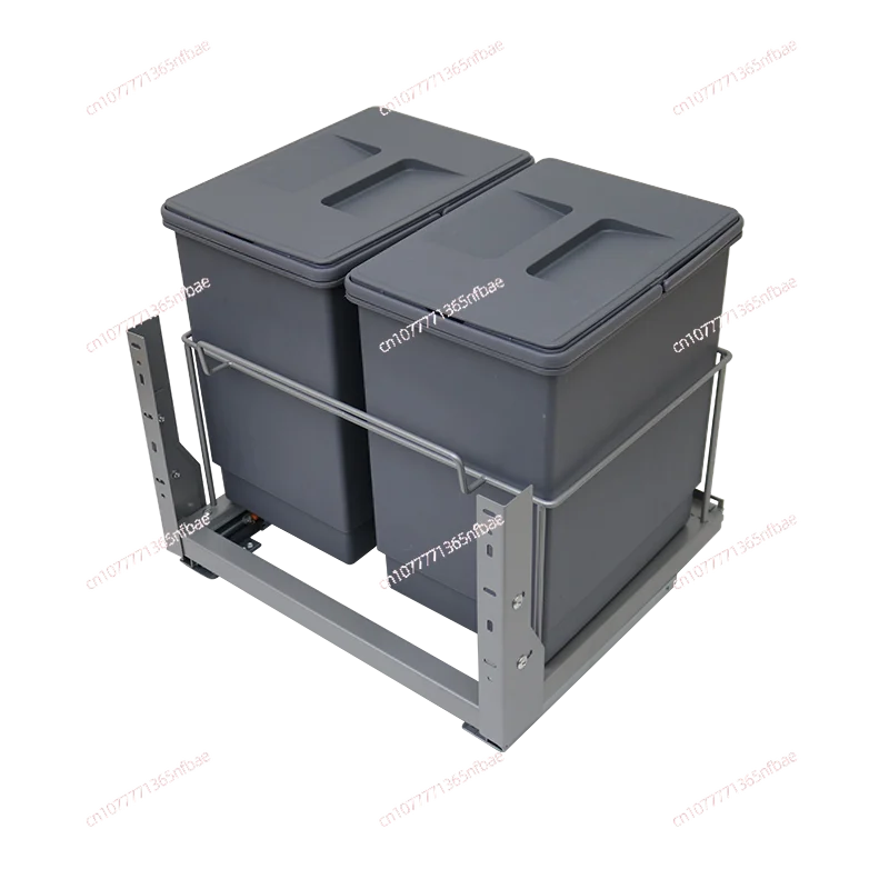 Pull-Out Hidden Kitchen Trash Can with Lid for Cabinet Storage & Waste Sorting