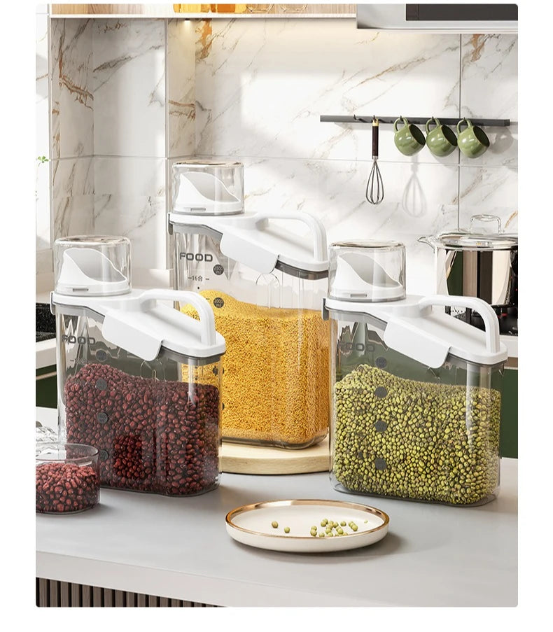 Recipientes herméticos para almacenar alimentos, dispensador de cereales, caja de almacenamiento para cereales, dispensador de arroz, dispensador de granos, organizador de cocina