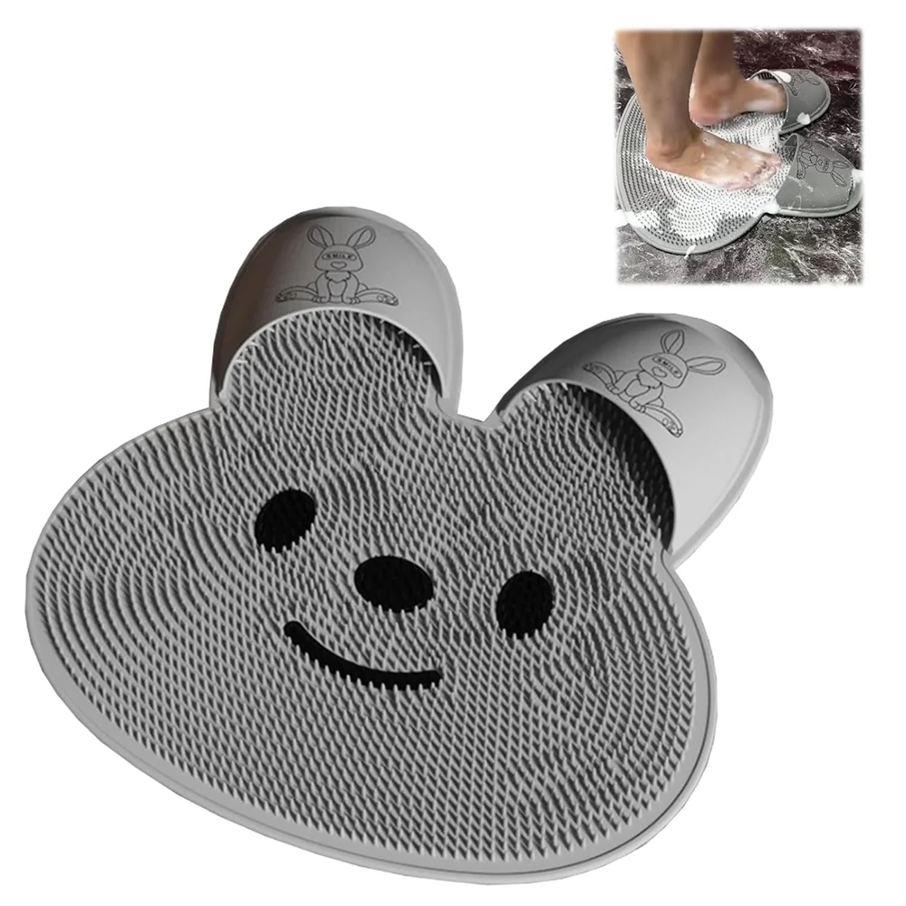 Non-Slip Silicone Foot Scrubber Bath Mat – Shower Foot Massager, Exfoliating Cleaning Mat for Bathtub & Bathroom Floor