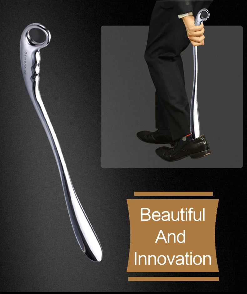 52cm Long Handle Metal Shoe Horn – Heavy-Duty Stainless Steel Shoe Helper for Seniors, Adults & Boots