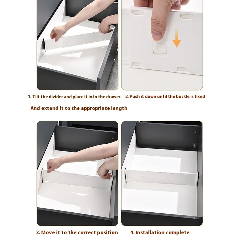 Adjustable Drawer Divider Organizer – Expandable PP Storage Partition for Clothes, Socks, Underwear, Kitchenware & Cosmetics