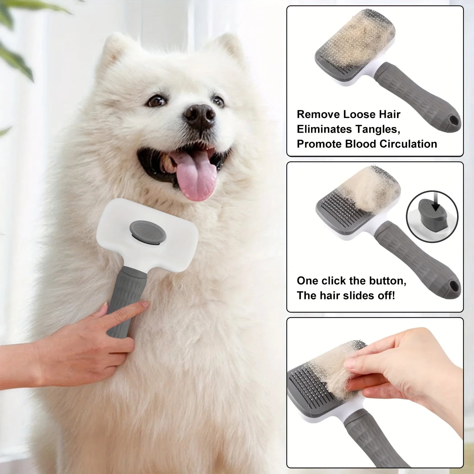 Cepillo para quitar el pelo de mascotas autolimpiable, peine quitapelos de gato, cepillo para perros y gatos, herramientas de aseo, peines, accesorios para perros