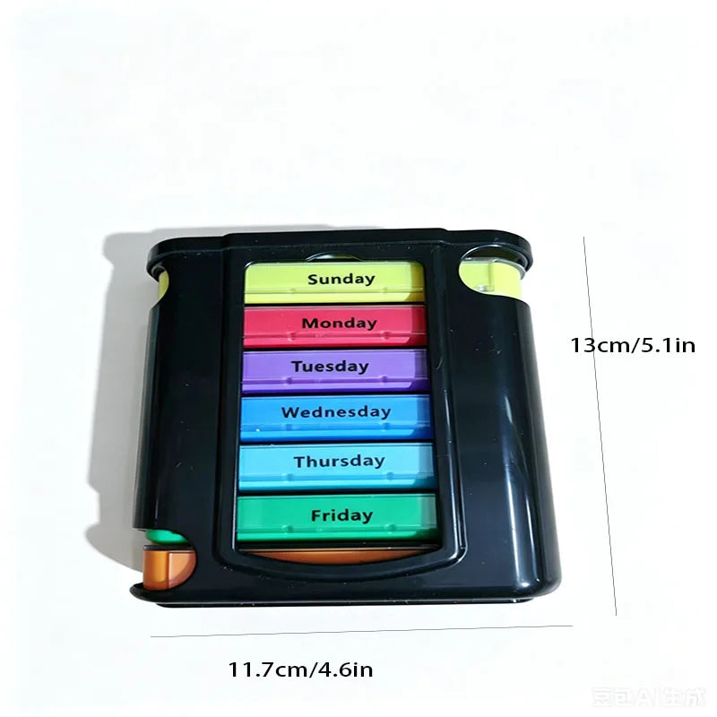 7-Day Weekly Pill Organizer – Portable Daily Medicine Storage Box with Colorful Drawer Design for Home & Travel