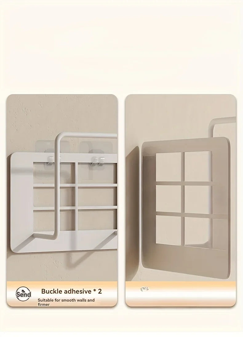 Wall-Mounted Router Shelf – No-Drill Iron Storage Rack for WiFi Router, TV Box & Home Organization