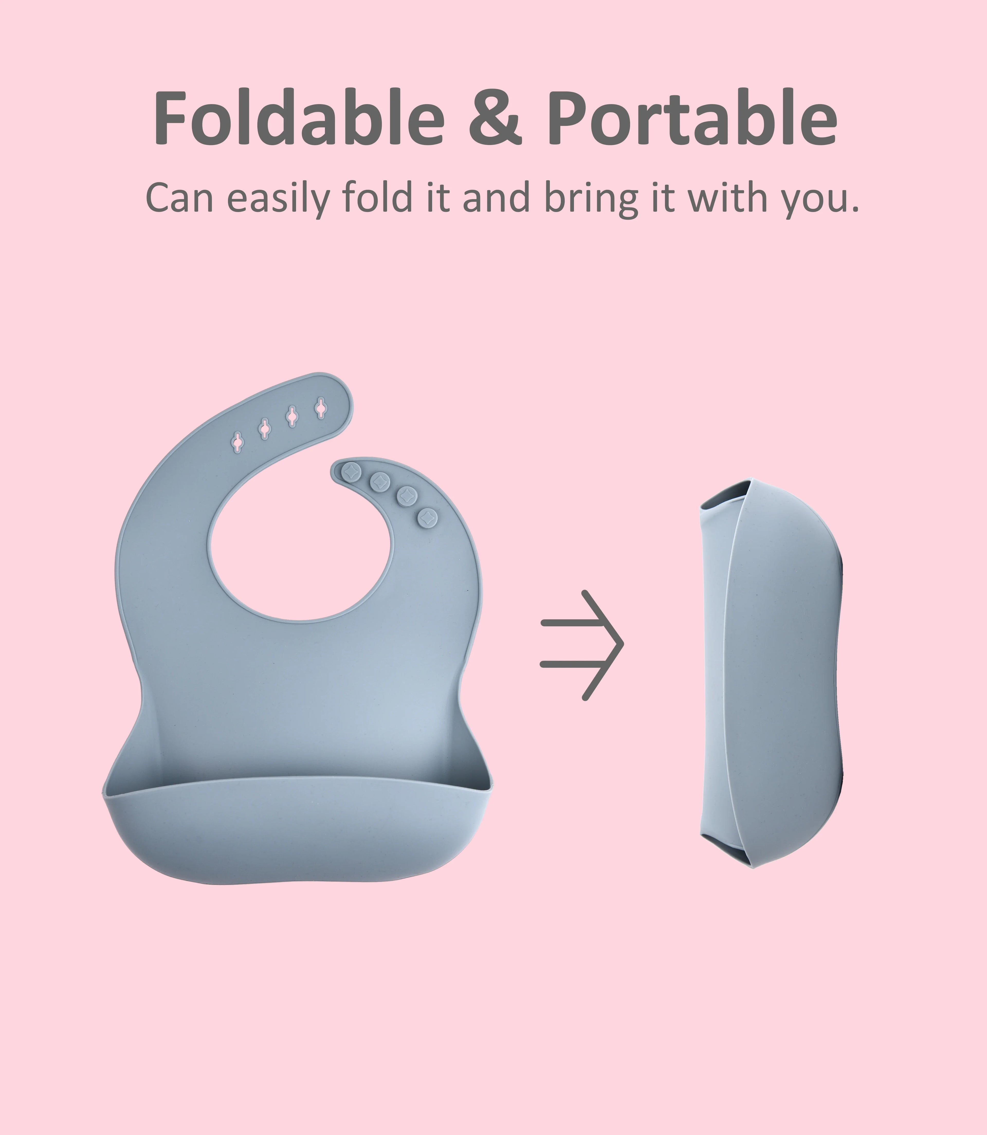 Silicone Baby Bib with Food Catcher – Waterproof Soft Feeding Bib for Infants, Adjustable Easy Clean Baby Bib