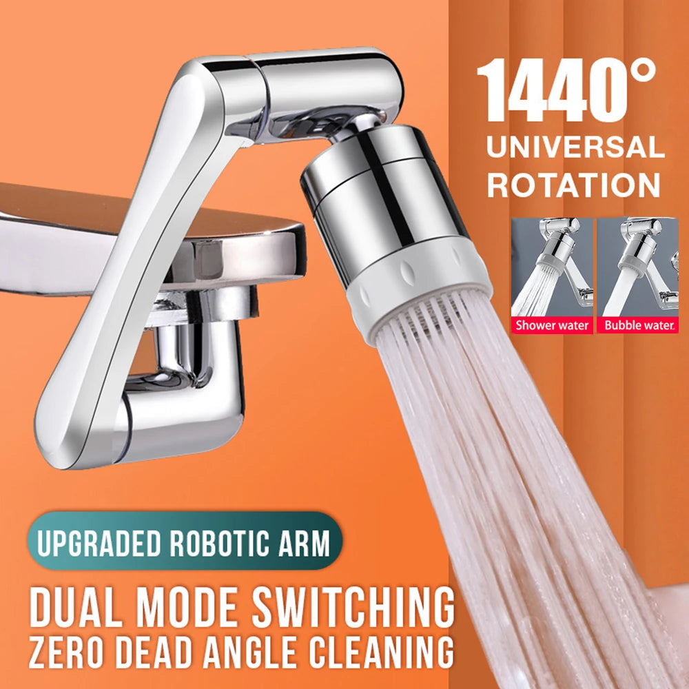 Extensor de Grifo Brazo Robótico ABS Modo Dual Simple Boquilla Giratoria Universal de 1080° para Lavabo de Baño