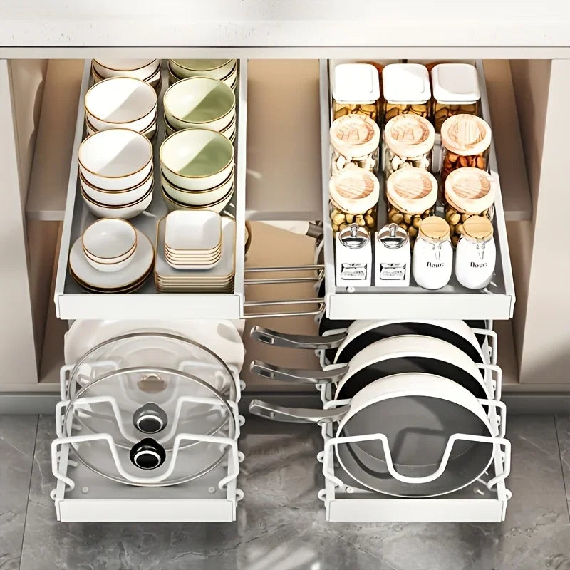 Pull-Out Pots & Pans Organizer for Kitchen Cabinets