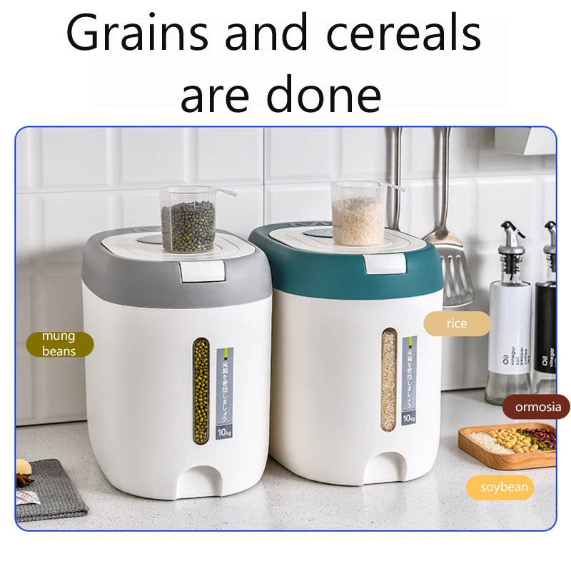 XIAOGUI Dispensador de Arroz de 5KG/10KG Organizador de Cocina y Contenedor de Almacenamiento Caja Doméstica Tarro de Cereal Botes de Cocina Almacenaje Alimentos