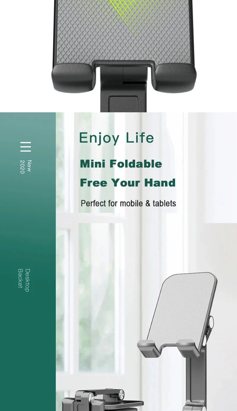 Foldable Adjustable Phone & Tablet Stand – 3-Section Desktop Holder