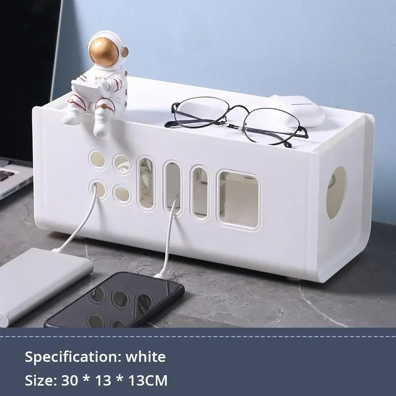 Caja de almacenamiento de cables, regleta multifuncional, gestión de cables, caja de cables, seguridad para el hogar, línea de red, cubo de almacenamiento