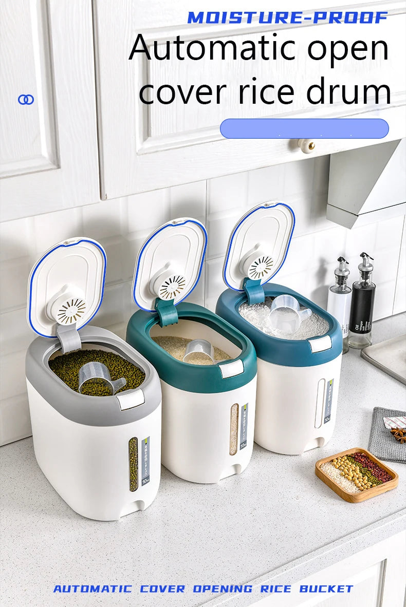 XIAOGUI Dispensador de Arroz de 5KG/10KG Organizador de Cocina y Contenedor de Almacenamiento Caja Doméstica Tarro de Cereal Botes de Cocina Almacenaje Alimentos