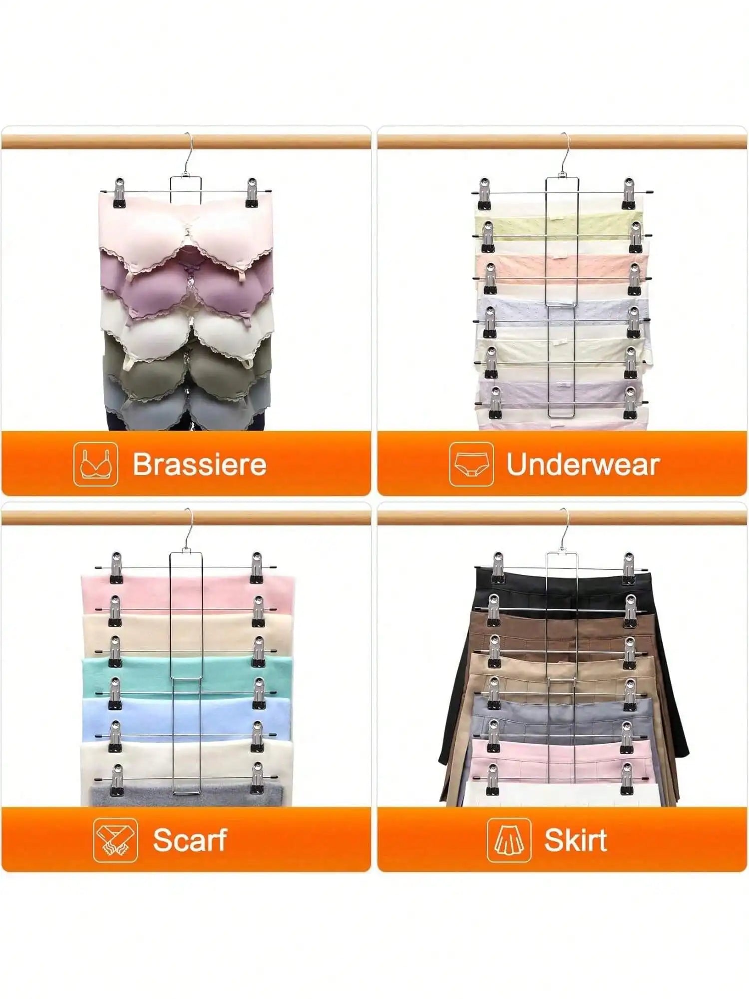 6-Tier Space-Saving Hanger Organizer for Pants, Jeans & Scarves