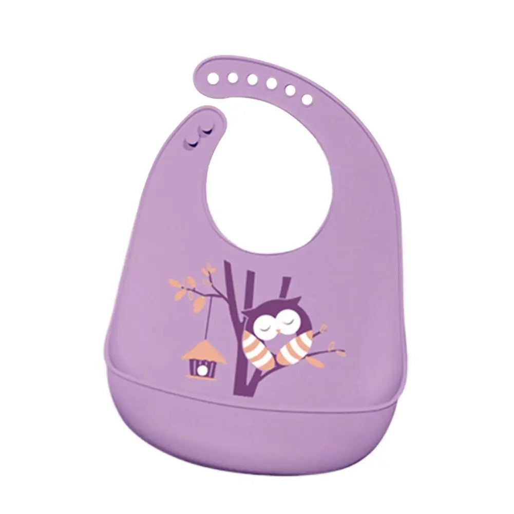 Children Silicone Baby Bib with Large Food Catcher – Waterproof Soft Feeding Bib with Cute Prints for Toddlers 1-3 Years