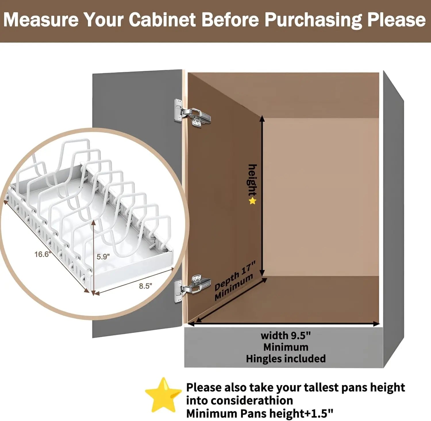Pull-Out Pot & Pan Organizer with Adjustable Dividers