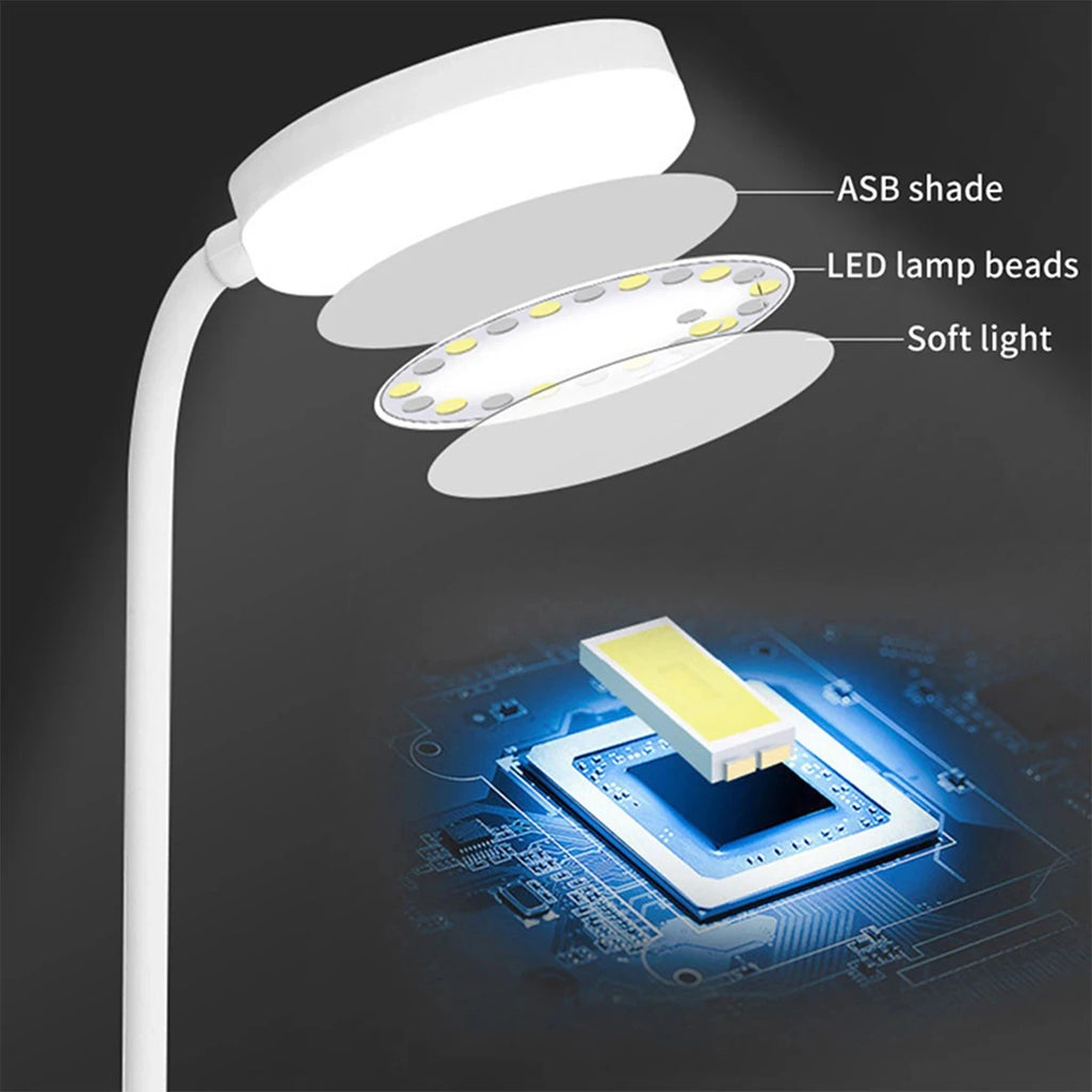 Rechargeable LED Desk Lamp with USB Power – 3 Color Modes & Dimmable Brightness