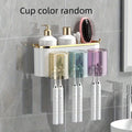 Wall-Mounted Toothbrush Holder with Toothpaste Squeezer & Cup