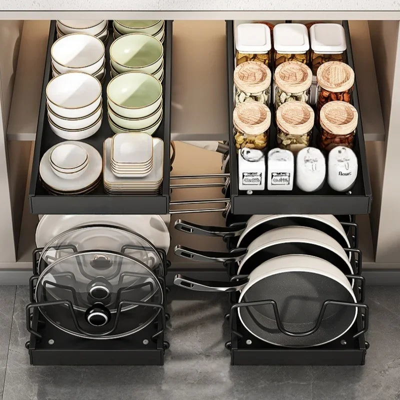 Pull-Out Pots & Pans Organizer for Kitchen Cabinets