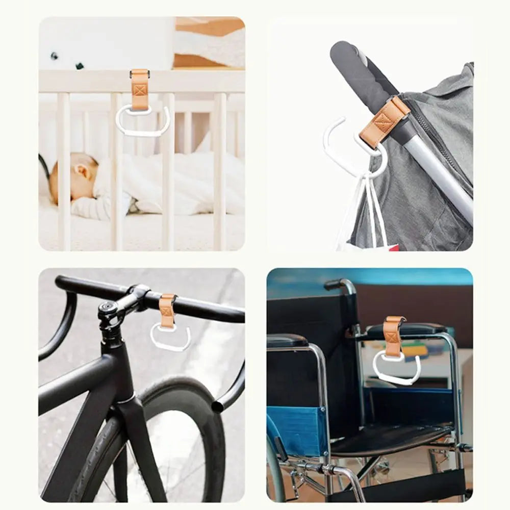Baby Stroller Hook – Universal PU Organizer Hook for Diaper Bags, Shopping Bags & Stroller Accessories