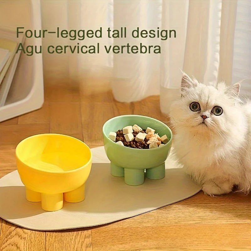 Cuenco Elevado para Gatos con Soporte - Plato Duradero de Plástico para Comida y Agua de Mascotas, Elegante y Moderno, Ergonómico para Cuello de Gatos y Perros
