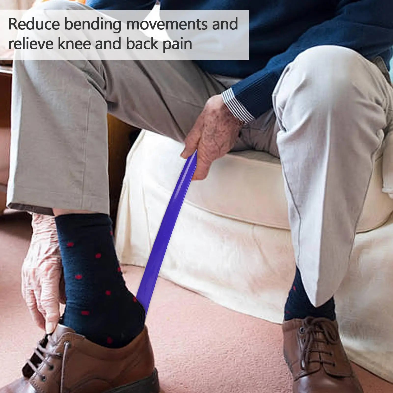 Long Handle Shoe Horn with Grip – 16.7" Easy Shoe Helper for Seniors, Boots, Sneakers & Everyday Footwear