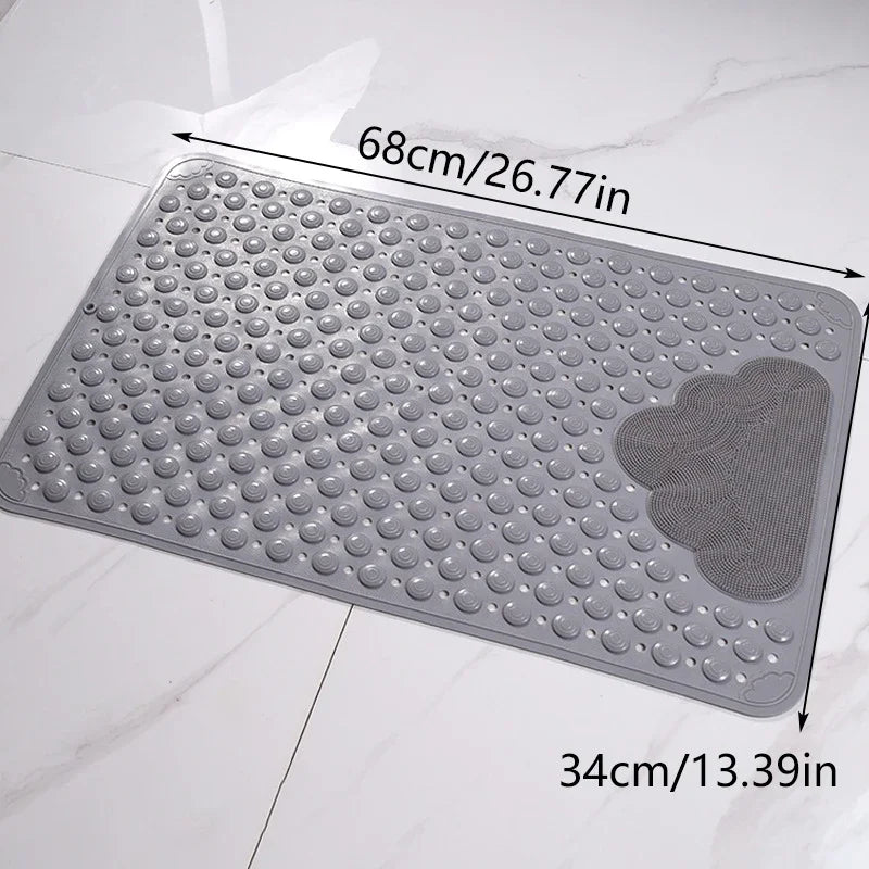 Non-Slip PVC Bath Mat – 34 × 68 cm Shower Safety Mat with Suction Cups & Massage Texture for Bathtub and Bathroom