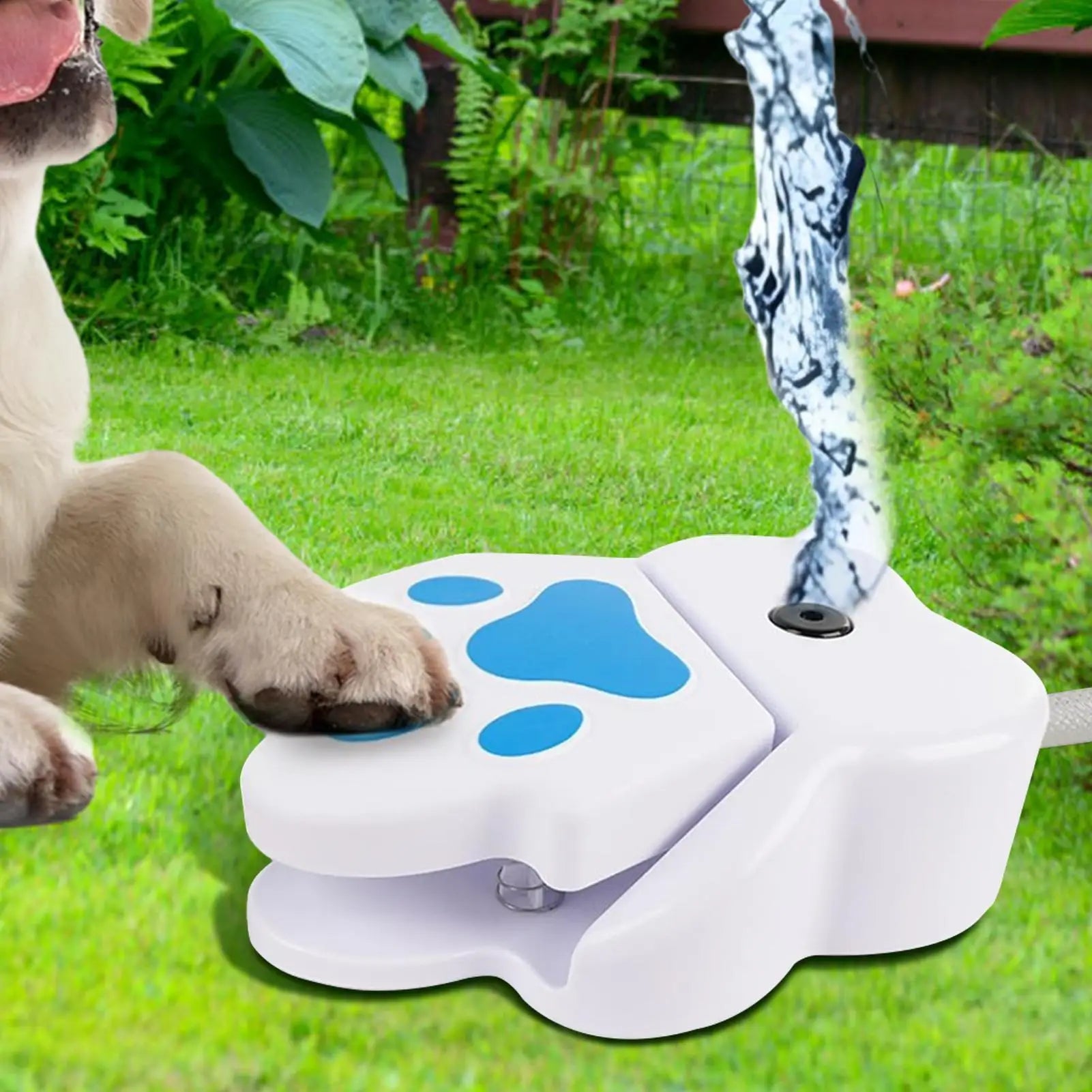 Paw Activated Dog Water Fountain – Step-On Outdoor Drinking Dispenser & Interactive Sprinkler Toy for Dogs