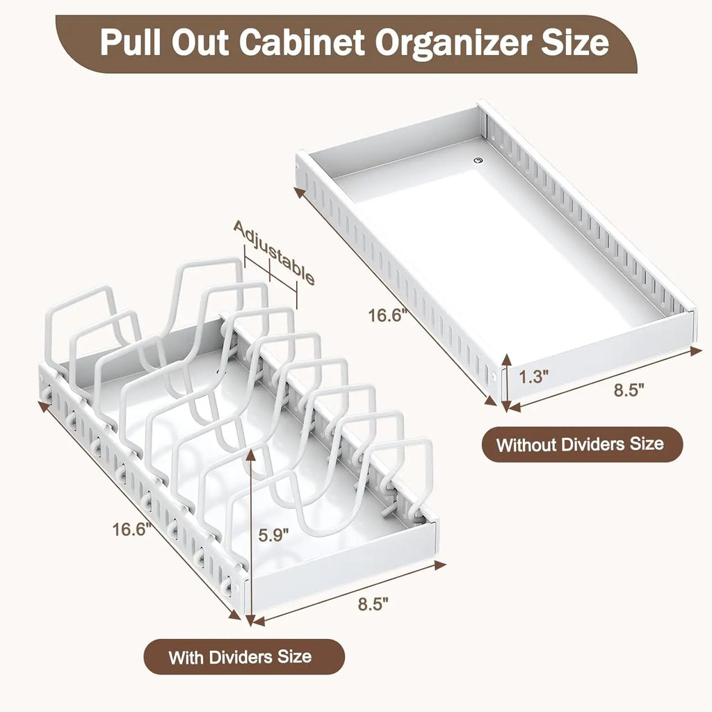 Pull-Out Pot & Pan Organizer with Adjustable Dividers