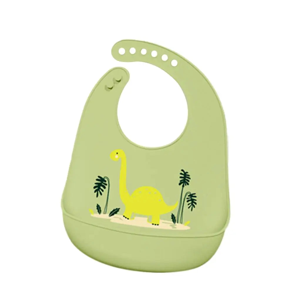 Children Silicone Baby Bib with Large Food Catcher – Waterproof Soft Feeding Bib with Cute Prints for Toddlers 1-3 Years