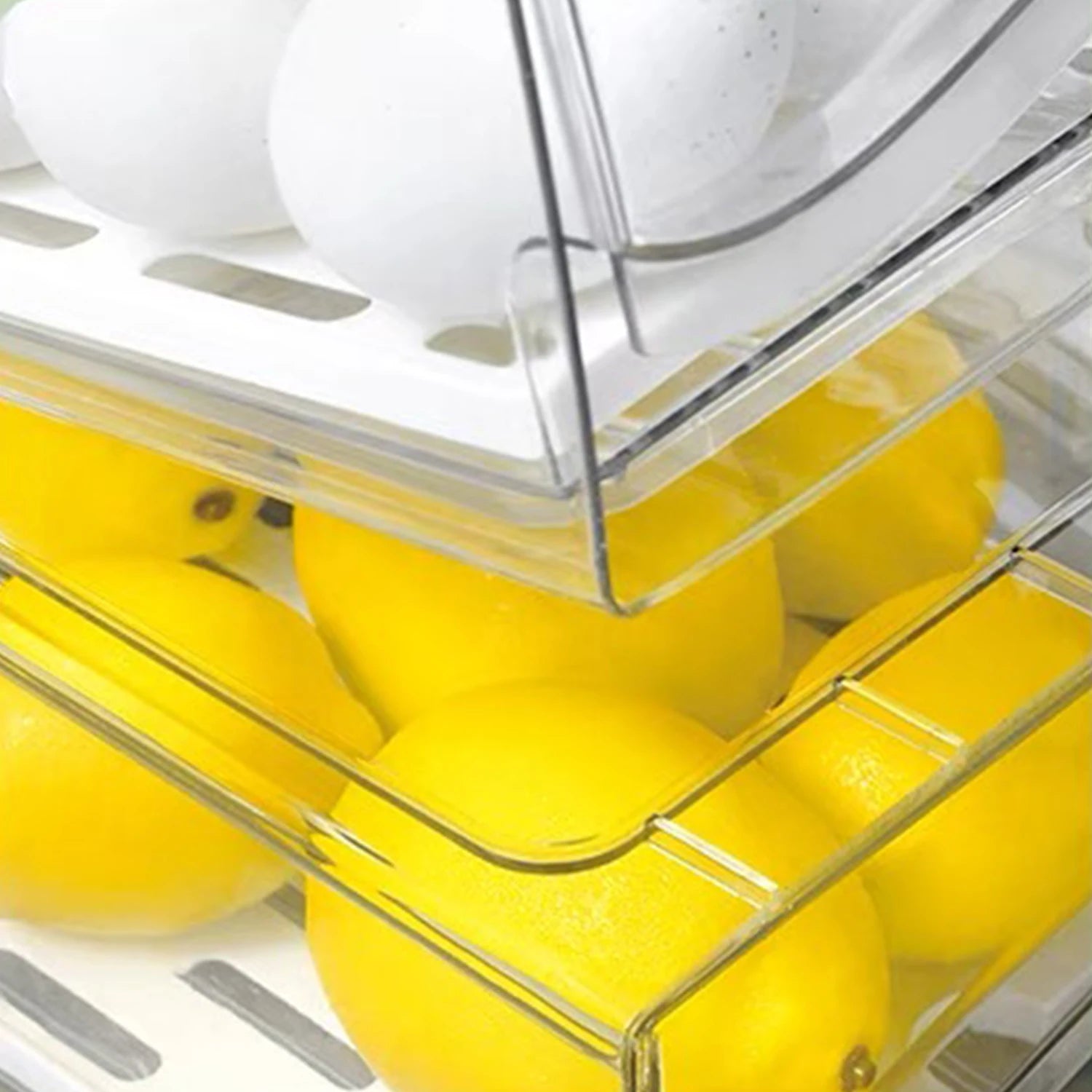Organizador de nevera, Contenedores organizadores apilables para nevera Contenedores reutilizables de almacenamiento de alimentos Organizador de cajones de nevera para cocina doméstica