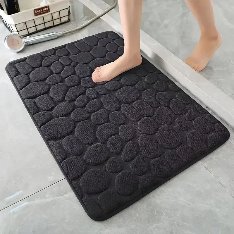 Alfombrilla de baño antideslizante 3D, tapetes de baño con relieve de adoquines, alfombrilla absorbente para puerta, alfombras de piso, lavable a máquina de secado rápido