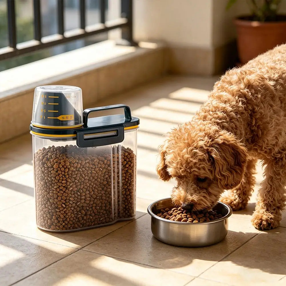 Contenedor premium para alimentos de mascotas con cierre hermético - Duradero, gran capacidad, fácil de limpiar y diseño elegante para perros y gatos