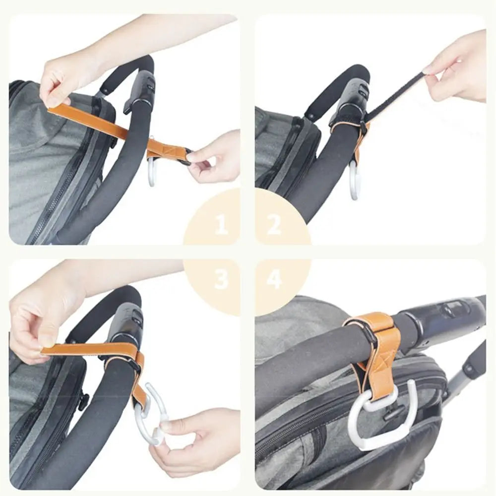 Baby Stroller Hook – Universal PU Organizer Hook for Diaper Bags, Shopping Bags & Stroller Accessories