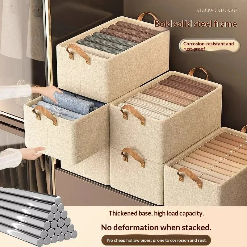 Caja Organizadora de Tela Plegable para el Hogar, Organizador de Armario para Ropa y Pantalones, Solución de Almacenamiento por Capas