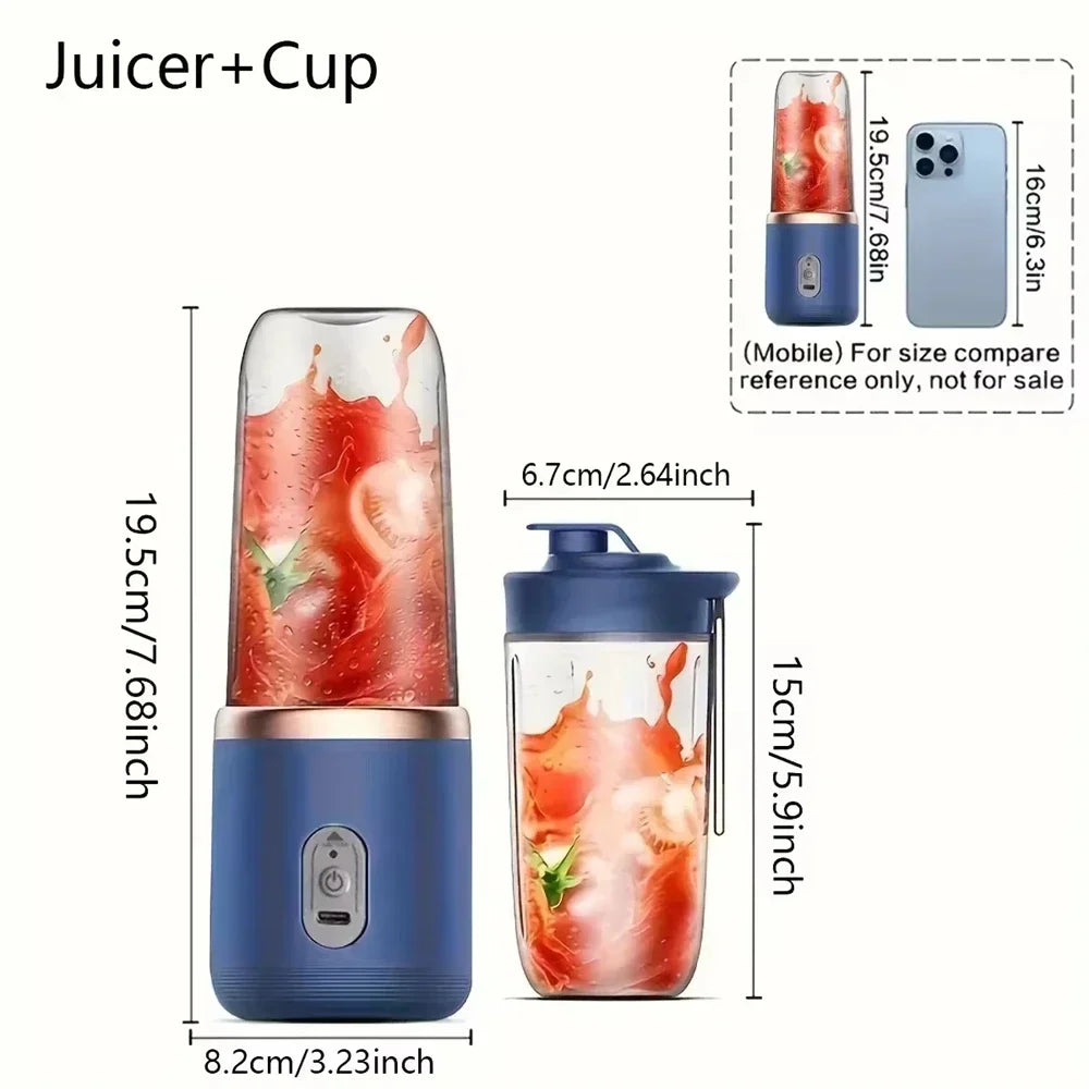 Portable 6-Blade USB Rechargeable Blender for Smoothies, Juices & Baby Food