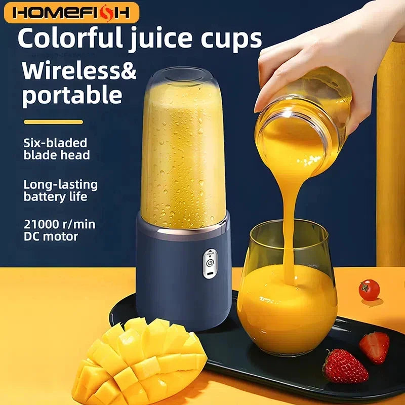 Botella licuadora portátil eléctrica de 6 cuchillas, licuadora de jugo multifunción, licuadora de batidos de jugo fresco, vaso triturador de hielo, procesador de alimentos