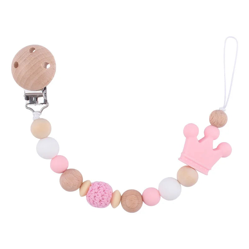 Baby Pacifier Clip Holder – BPA Free Silicone Bead Soother Strap with Teether Chain for Infants & Newborns