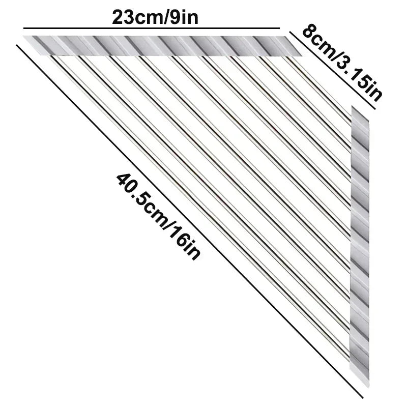 Foldable Triangle Roll-Up Dish Drying Rack for Kitchen Sink