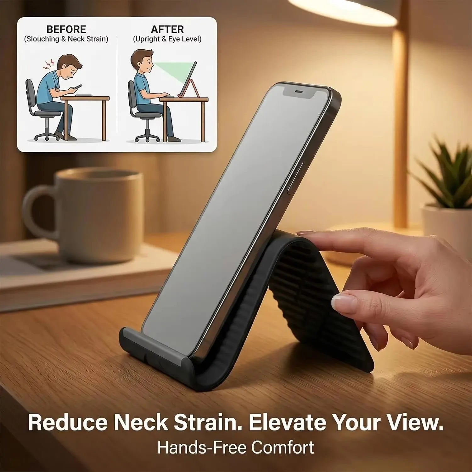 Flexible Foldable Silicone Device Stand – Adjustable Multi-Angle Holder for Phones, Tablets & Laptops