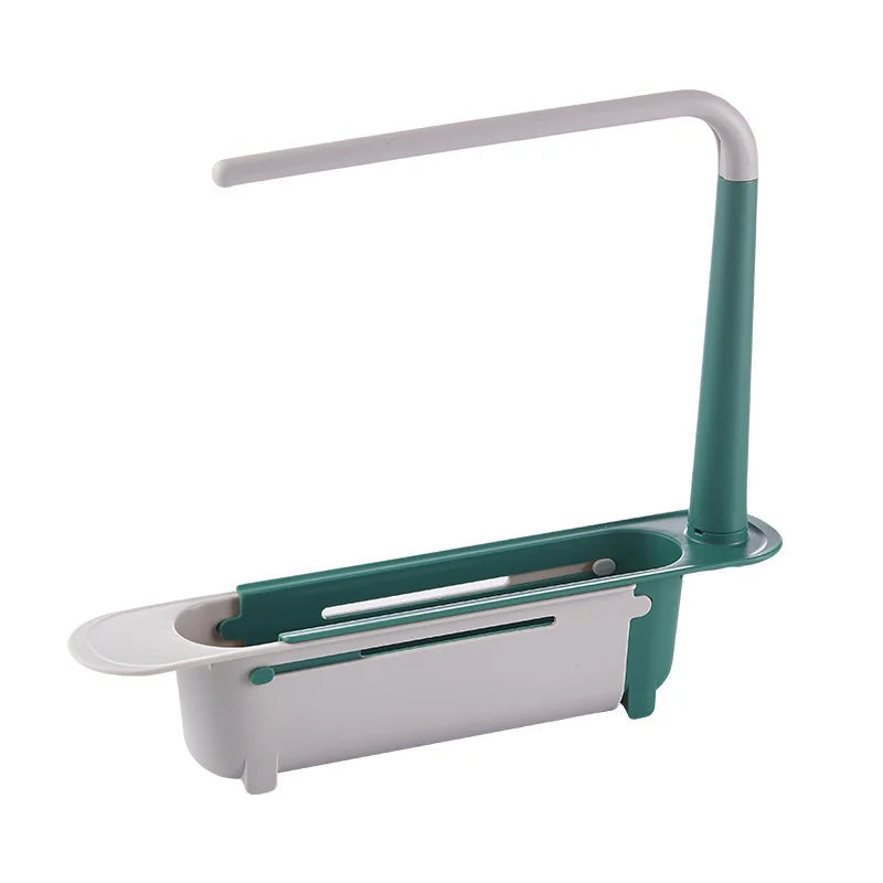 Expandable Sink Organizer Rack with Sponge Holders & Towel Bar