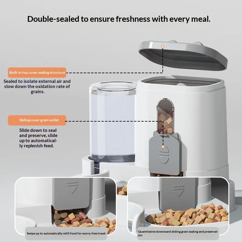 Automatic Pet Feeder & Water Dispenser – Large Capacity Food & Water Station for Cats & Dogs