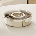 Rotating Snack Serving Tray with Lid & Handle – Divided Snack Spinner Organizer for Fruits, Candy, Nuts & Party Platters