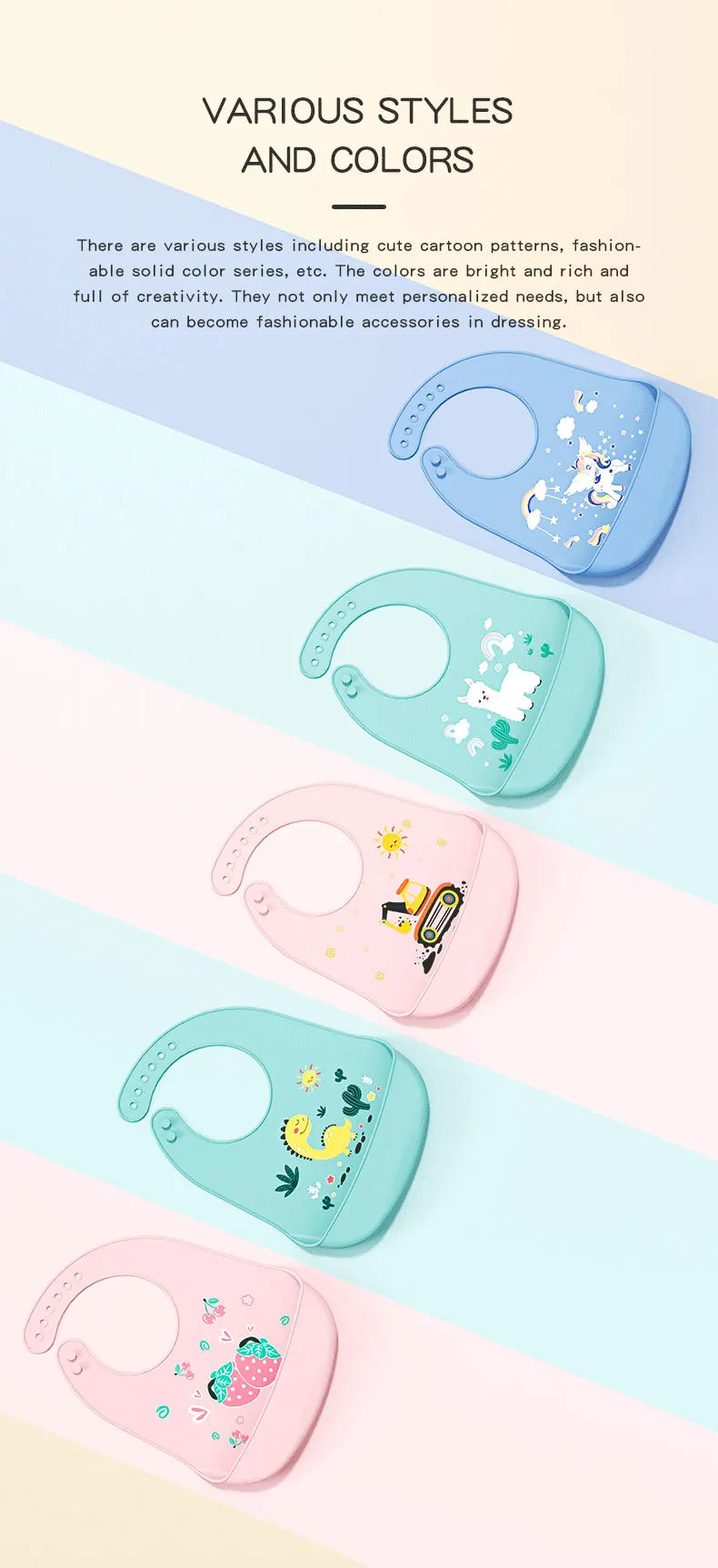 Baberos de silicona para niños y niñas para bebés y niños pequeños, babero de alimentación suave impermeable ajustable con recolector de alimentos grande, sin BPA