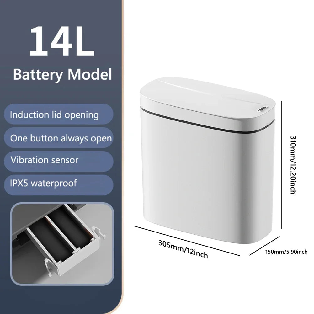 14L Smart Sensor Trash Can with Lid | Touchless Automatic Waste Bin for Kitchen & Bathroom